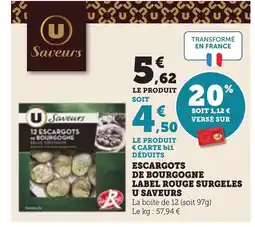 Bi1 Escargots de bourgogne label rouge surgeles u saveurs offre