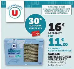 Bi1 Gambas entieres crues surgelees u offre