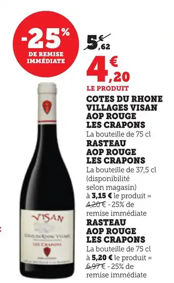 Bi1 Cotes du rhone villages visan aop rouge les crapons offre