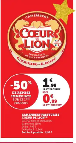 Bi1 COEUR DE LION Camembert pasteurise offre