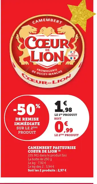 Bi1 COEUR DE LION Camembert pasteurise offre