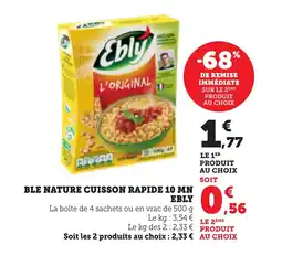 Bi1 EBLY Ble nature cuisson rapide 10 mn offre