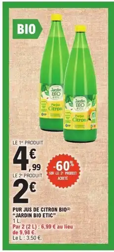 E.Leclerc JARDIN BIO ETIC Pur jus de citron bio offre