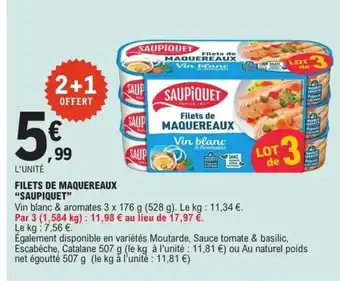E.Leclerc SAUPIQUET Filets de maquereaux offre