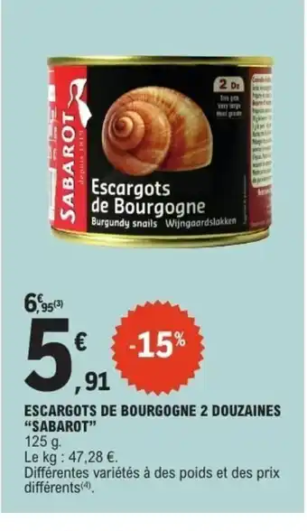 E.Leclerc SABAROT Escargots de bourgogne 2 douzaines offre