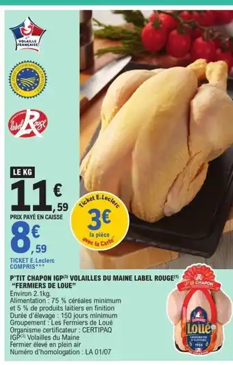 E.Leclerc P'tit chapon igp volailles du maine label rouge offre