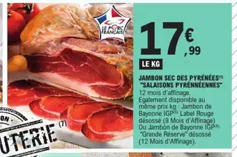 E.Leclerc Jambon sec des pyrénées salaisons pyrénnéennes offre
