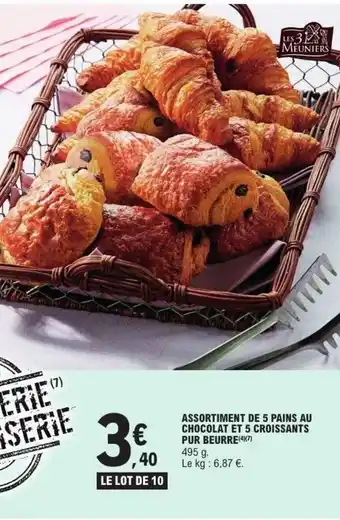 E.Leclerc Assortiment de 5 pains au chocolat et 5 croissants pur beurre offre