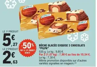 E.Leclerc PILPA Bûche glacée exquise 3 chocolats offre