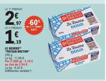 E.Leclerc PAYSAN BRETON Le beurre offre