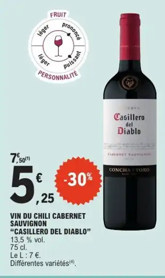 E.Leclerc CASILLERO DEL DIABLO Vin du chili cabernet sauvignon offre