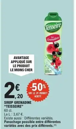 E.Leclerc TEISSEIRE Sirop grenadine offre