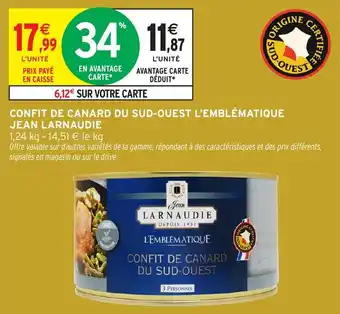 Intermarché Confit de canard du sud-ouest l'emblématique jean larnaudie offre