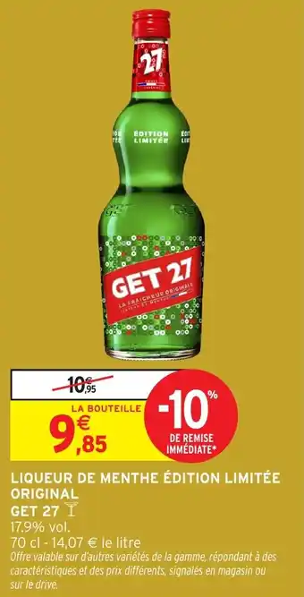 Intermarché Liqueur de menthe édition limitée original get 27 offre