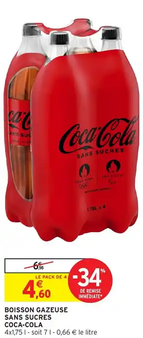 Intermarché Boisson gazeuse sans sucres coca-cola offre