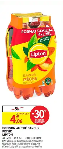 Intermarché Boisson au thé saveur pêche lipton offre