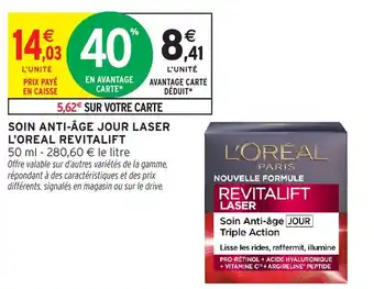 Intermarché Soin anti-âge jour laser l'oreal revitalift offre