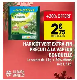 Supeco Bonduelle haricot vert extra-fin précuit à la vapeur offre