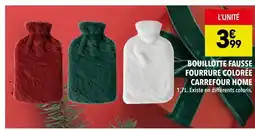 Supeco Carrefour home bouillotte fausse fourrure colorée offre
