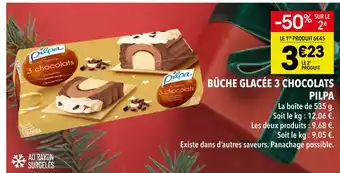 Supeco Pilpa bûche glacée 3 chocolats offre