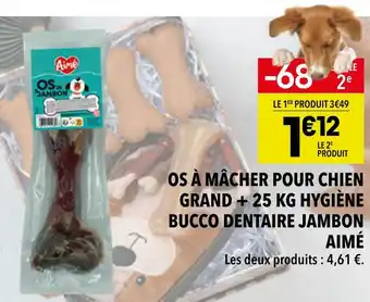 Supeco Aimé os à mâcher pour chien grand + 25 kg hygiène bucco dentaire jambon offre