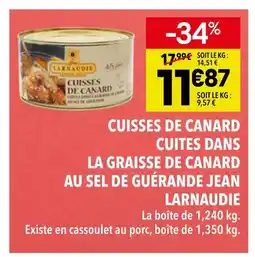 Supeco Jean larnaudie cuisses de canard cuites dans la graisse de canard au sel de guérande offre