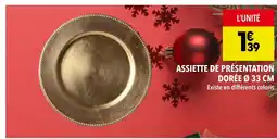 Supeco Assiette de présentation dorée offre