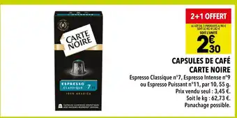 Supeco Carte noire capsules de café espresso classique n°7 offre