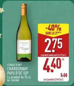 ALDI Chardonnay pays d'oc igp offre