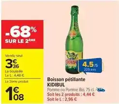 Carrefour Drive Kidibul - boisson pétillante offre