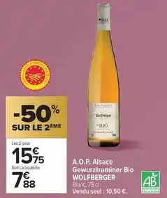 Carrefour Drive Wolfberger - a.o.p. alsace gewurztraminer bio offre