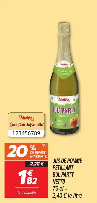 Netto Jus de pomme pétillant bul'party netto offre