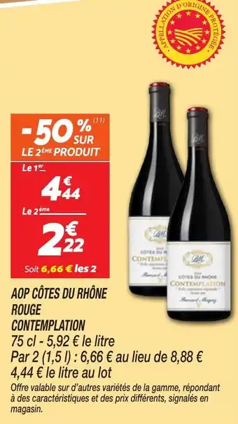 Netto Aop côtes du rhône rouge contemplation offre