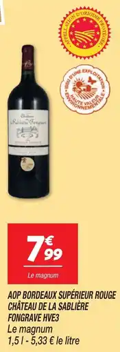 Netto Aop bordeaux supérieur rouge château de la sablière fongrave hve3 offre