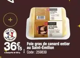 Promocash Sarrade - foie gras de canard entier au saint-emilion offre
