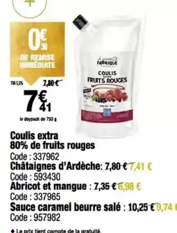 Promocash Coulis extra 80% de fruits rouges offre