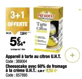 Promocash Président - appareil à tarte au citron u.h.t offre