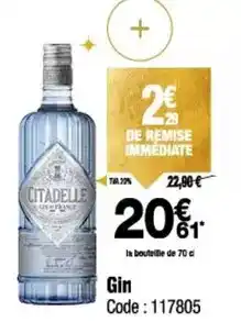 Promocash Citadelle - gin offre