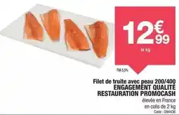 Promocash Filet de truite avec peau 200/400 engagement qualite restauration promocash offre