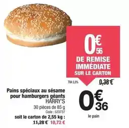 Promocash Harry's - pains spéciaux au sésame pour hamburgers géants offre
