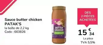 Promocash Patak's - sauce butter chicken offre