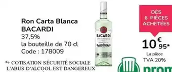 Promocash Bacardi - ron carta blanca offre