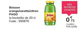 Promocash Pago - boisson orange/carotte/citron offre