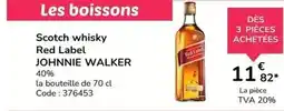 Promocash Johnnie walker - scotch whisky red label offre