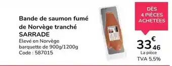 Promocash Sarrade - bande de saumon fumé de norvège tranché offre