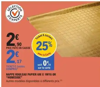 E.Leclerc HOMESIDE Nappe rouleau papier offre