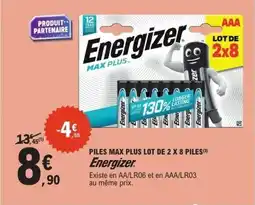 E.Leclerc ENERGIZER Piles max plus lot de 2x8 piles offre