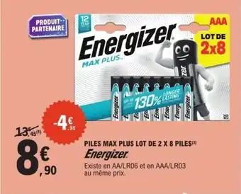 E.Leclerc ENERGIZER Piles max plus lot de 2x8 piles offre