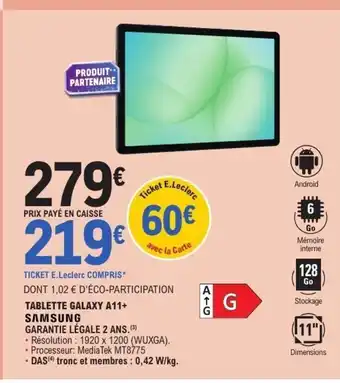 E.Leclerc SAMSUNG Tablette galaxy A11+ offre