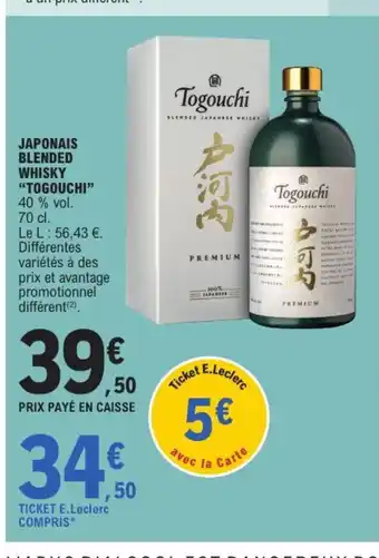 E.Leclerc TOGOUCHI Japonais blended whisky offre